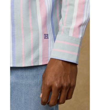 Hackett London Camisa Heritage Multi Ox Str verde s�lvia