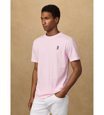 Hackett London T-shirt nummer met classic fit logo roze