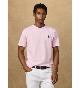 Hackett London T-shirt nummer met classic fit logo roze
