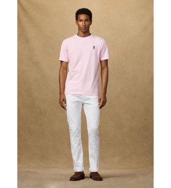 Hackett London T-shirt nummer met classic fit logo roze