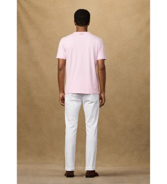 Hackett London T-shirt nummer met classic fit logo roze