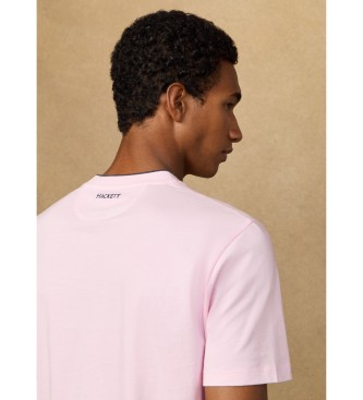 Hackett London T-shirt nummer met classic fit logo roze
