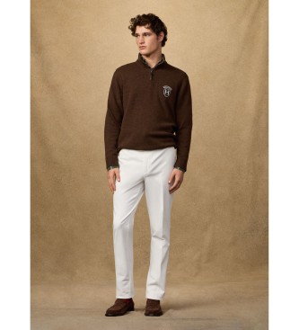 Hackett London Maglione marrone con cerniera a un quarto