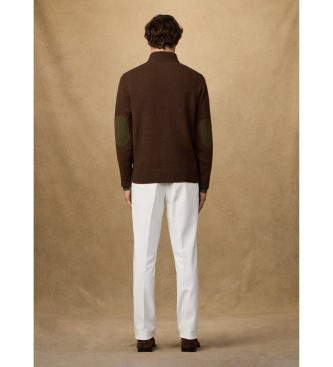 Hackett London Maglione marrone con cerniera a un quarto