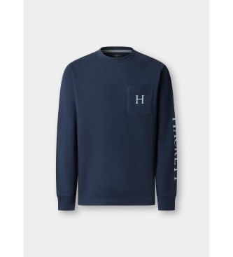 Hackett London Klasyczny granatowy t-shirt Peaks fit