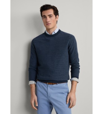 Hackett London Honeycomb Stitch Crew blue