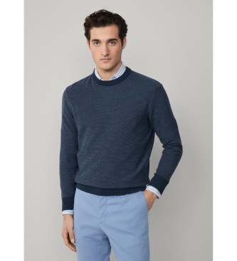 Hackett London Honeycomb Stitch Crew blue