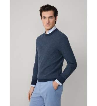Hackett London Honeycomb Stitch Crew blue