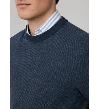 Hackett London Honeycomb Stitch Crew blue