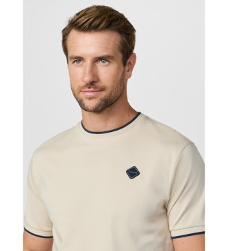 Hackett London T-shirt met beige classic fit logo