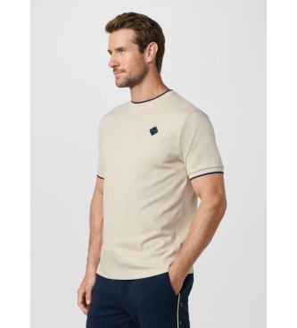 Hackett London T-shirt met beige classic fit logo