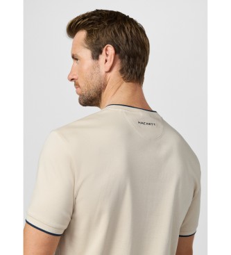 Hackett London T-shirt met beige classic fit logo