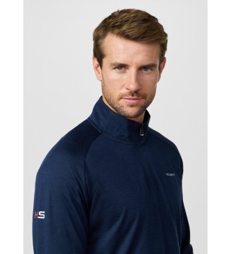 Hackett London Marin polotr�ja med kvarts dragkedja i smal passform