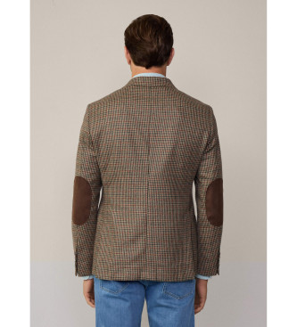 Hackett London Blazer beige con motivo Htooth