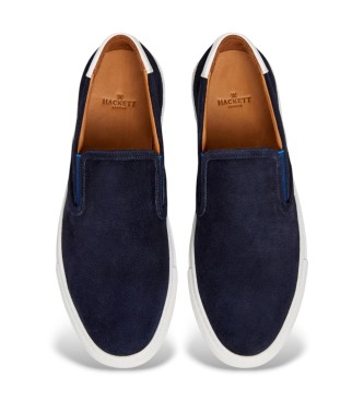 Hackett London Sneakers Idol Slip On in pelle blu navy