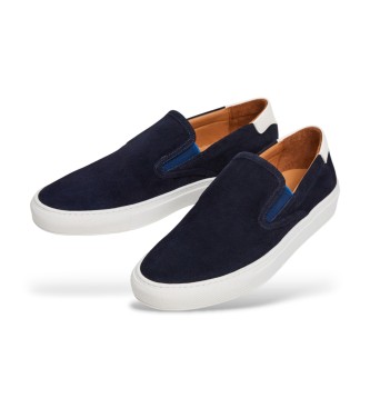 Hackett London Sneakers Idol Slip On in pelle blu navy