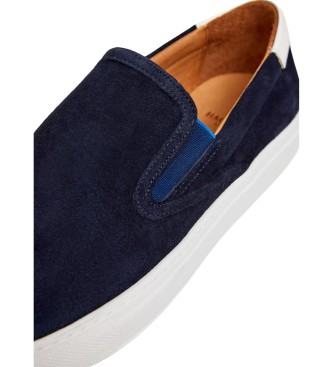 Hackett London Sneakers Idol Slip On in pelle blu navy