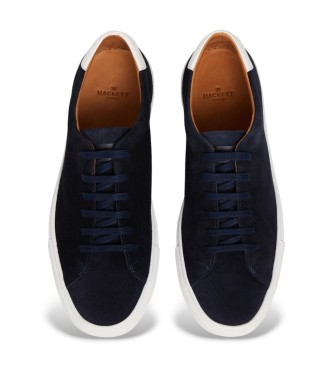 Hackett London Sneakers Idol in morbida pelle blu navy