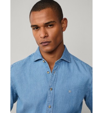 Hackett London Camisa azul Indigo Dobby
