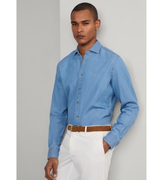 Hackett London Camisa azul Indigo Dobby