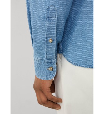 Hackett London Camisa azul Indigo Dobby