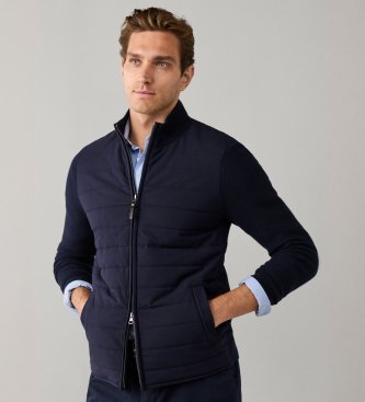Hackett London Pull Baffle Woven Hyb bleu marine