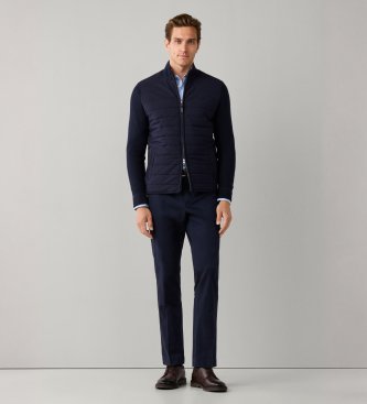 Hackett London Pull Baffle Woven Hyb bleu marine