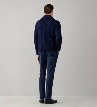 Hackett London Jersey Shawlcardigan marinblå