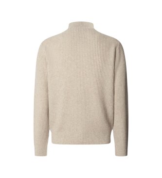 Hackett London Maglione con cerniera Highland Stitch Hzip beige