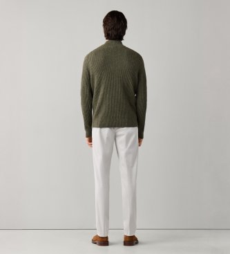 Hackett London Maglione con cerniera Highland Stitch Hzip verde oliva
