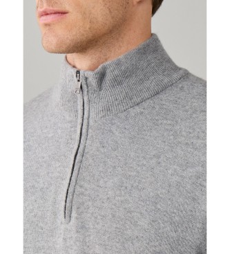 Hackett London Jersey con cremallera Merino Cash Mix Hzip gris