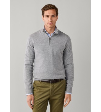 Hackett London Jersey con cremallera Merino Cash Mix Hzip gris