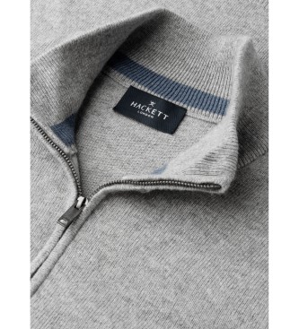 Hackett London Jersey con cremallera Merino Cash Mix Hzip gris