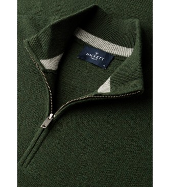 Hackett London Jersey con cremallera Merino Cash Mix Hzip verde