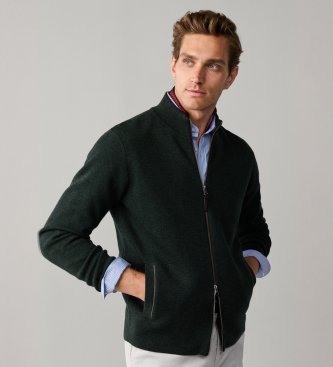 Hackett London Maglione con zip Milano Fzip verde