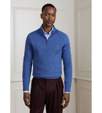 Hackett London Sr Stitch Hzip Pullover mit Reißverschluss, blau