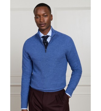 Hackett London Sr Stitch Hzip Pullover mit Reißverschluss, blau