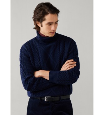 Hackett London Jersey de cuello alto Argyle marino
