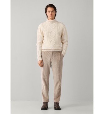 Hackett London Jersey de cuello alto Argyle blanco roto