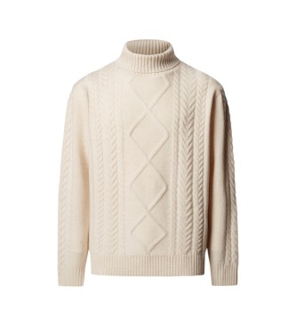 Hackett London Jersey de cuello alto Argyle blanco roto