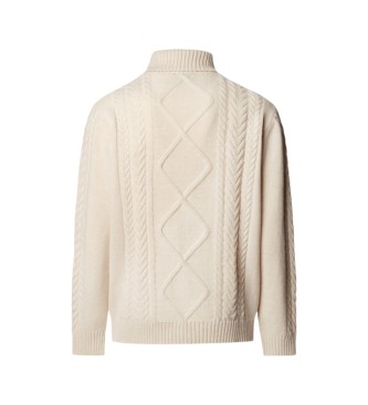 Hackett London Jersey de cuello alto Argyle blanco roto