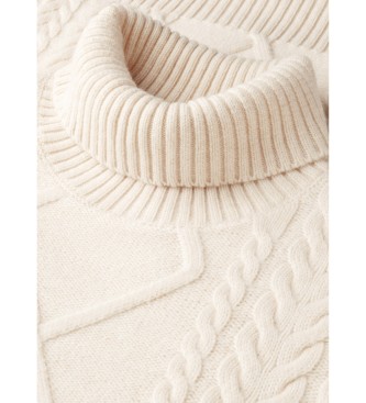 Hackett London Jersey de cuello alto Argyle blanco roto