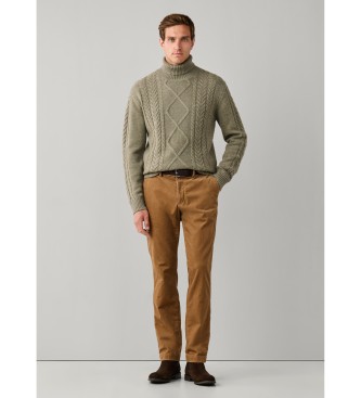 Hackett London Jersey de cuello alto Argyle verde oliva