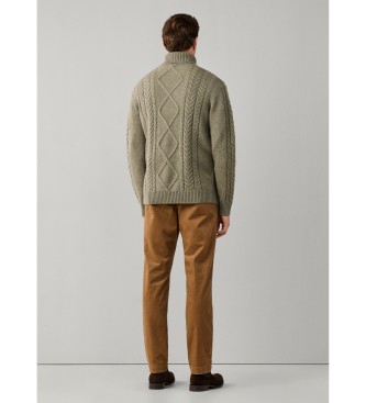 Hackett London Jersey de cuello alto Argyle verde oliva