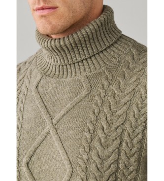 Hackett London Jersey de cuello alto Argyle verde oliva