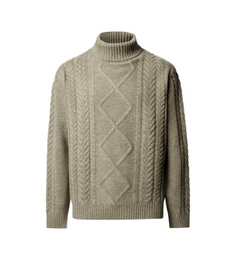 Hackett London Jersey de cuello alto Argyle verde oliva