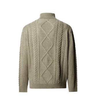 Hackett London Jersey de cuello alto Argyle verde oliva