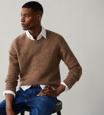 Hackett London Maglione Donegal Crew beige tetley