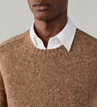Hackett London Maglione Donegal Crew beige tetley