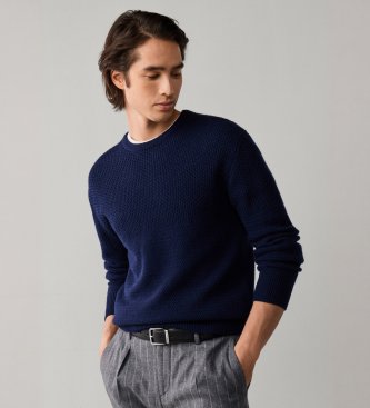 Hackett London Maglione Duo Stitch blu navy